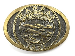 Kansas State Seal Belt Buckle