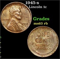 1945-s Lincoln Cent 1c Grades Select Unc RB