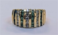 14k Diamond & Emerald Ring