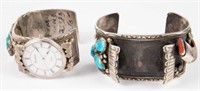 American Indian Sterling Cuff Bracelets, Turquoise