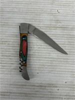 Collectable pocket knife with wooden handle