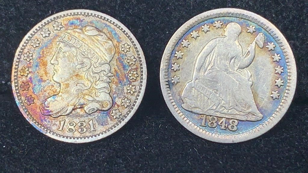 Liberty Half Dimes: 1831 Capped  & 1848 Seated
