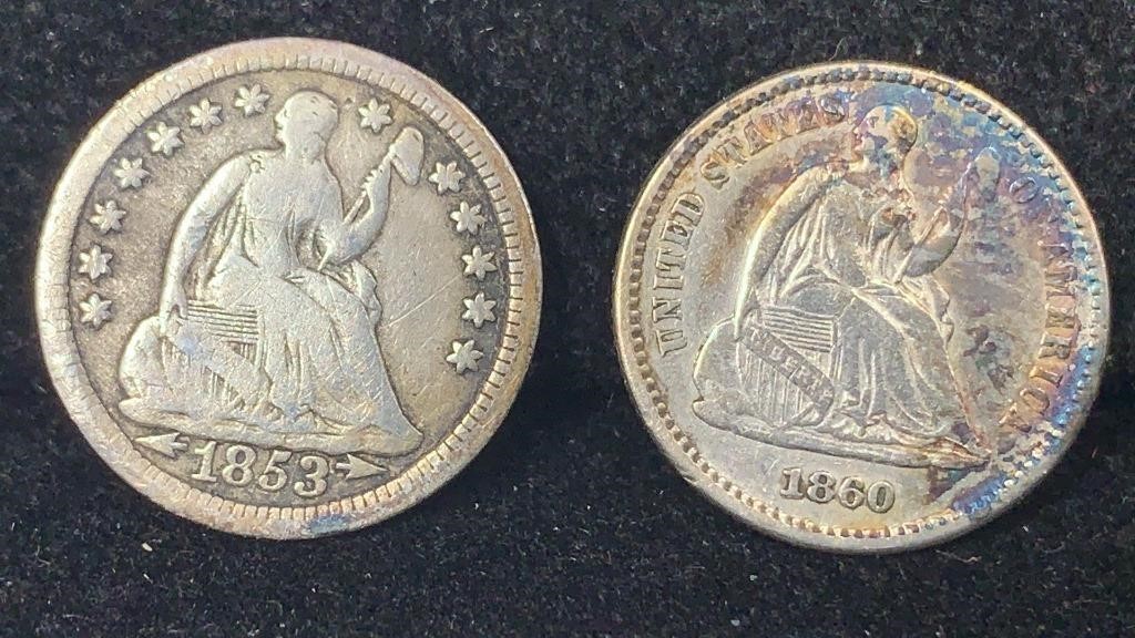 Seated Liberty Half Dimes: 1853 Arrows & 1860