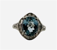 Platinum Woman's Diamond & Aquamarine Ring