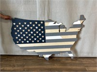 Wood American Flag Motif USA Map Wall Art Wear