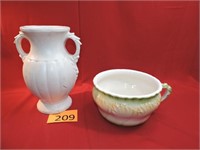 Double Handeled Ceramic Vase & Chamber Bowl