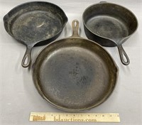 3 Cast Iron Skillets incl Wagner Ware