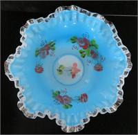 Fenton Charleton 10" Floral Rose Blue Red Hand