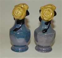 Vintage Luster Ware Vases Yellow Roses
