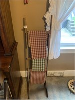 DISPLAY LADDER WITH TEA TOWELS. 4' TALL