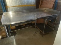 6 ft stainless steel table with backsplash