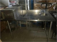 5 foot stainless steel table with hand sink