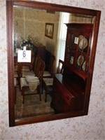 43" x 33" framed oak beveled mirror
