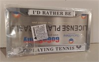 I'd Rather Be Playing Tennis Metal License Plate