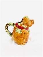 Antique Majolica pig pitcher 7 in tall
