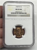 1969-D 1c MS65 RD Graded NGC