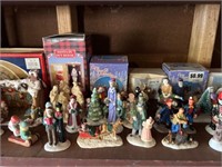 Shelf of Christmas Village Figures