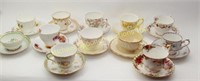 TWELVE ASSORTED ENGLISH CUPS AND SAUCERS