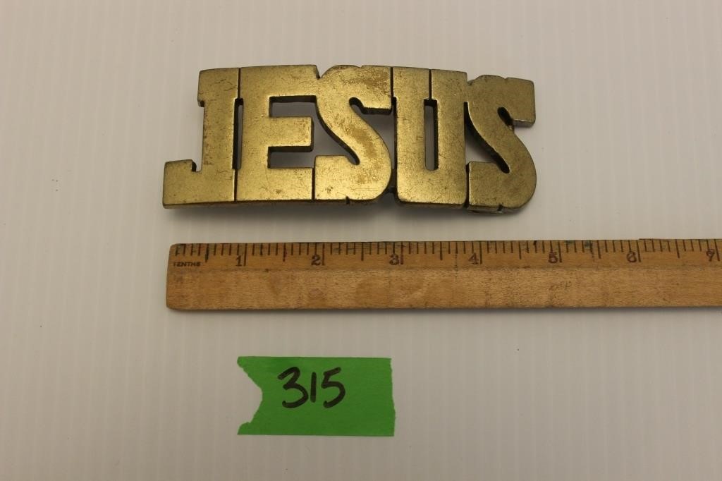 Brass JESUS Belt Buckle