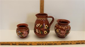 Set of Three Ceramics Hungarian Pottery