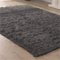 Carvapet Fluffy Faux Fur Area Rug - Grey 4x6