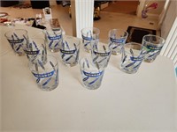 Vintage set of 11 Monroe Shocks glass tumblers. Di