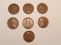 OF) 7 wheat pennies, 1917D, 1926, 1945, 2 1946,