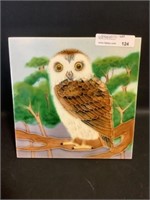 Vtg. Art on Ceramic Tile Owl 6'sq