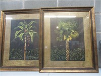2 Large 23x27" Framed Palm Tree Wall Prints