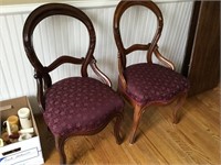 2 Wooden Chairs W/ Maroon Cushions