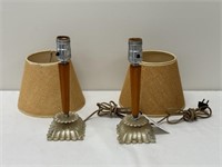 Pair of Bakelite Lamps with Clip on Shades