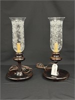 Pair of Wooden Turned Table Lamps
