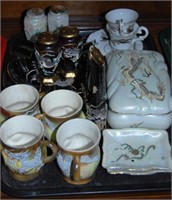Dragonware service pcs. Ashtrays, covered box, mug