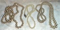 (3) 1950-70's Faux Pearl Long Strand Necklaces
