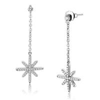 Round .03ct White Topaz Starburst Dangle Earrings