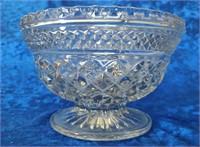 FEDERAL CUT GLASS FOOTED CANDY FRUIT BOWL