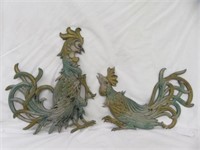 VINTAGE ROOSTER WALL PLAQUES 14"T