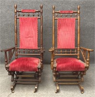 Beautiful Pair of Antique Platform Rockers