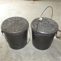 (2) Small Metal Ash Cans