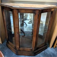 SMALL LIGHTED CURIO CABINET WITH GLASS SHELF