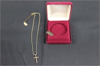 Gold Necklace w/ Gold Filled Pendant - Chain 18K,