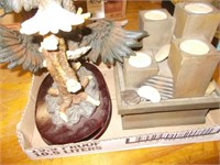 Bald Eagles Figurine, Several Candles
