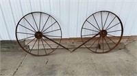 Metal Wheel Yard Art 45” across