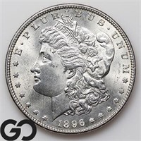 1896 Morgan Silver Dollar, Near Gem BU Bid: 77