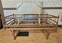 Antique Folding Toddler Bed & Bassinet w/ Mattress