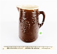 Brown Glazed Pitcher w/Embossed Grapes
