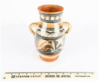 Double Handle Decorative Pottery Vase 8"