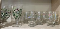 Set of Hand Painted Floral Glasses