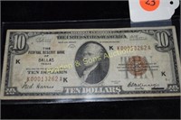 US SERIES 1929 $10.00 NATIONAL CURRENCY NOTE FROM
