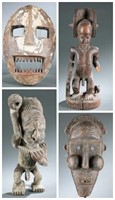 4 Congo style masks and figures. 20th century.